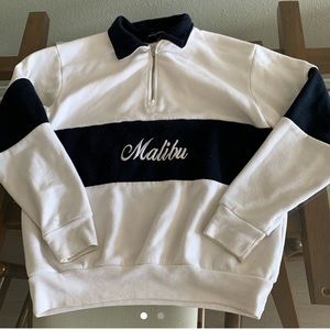 Brandy melville navy/white Malibu half zip